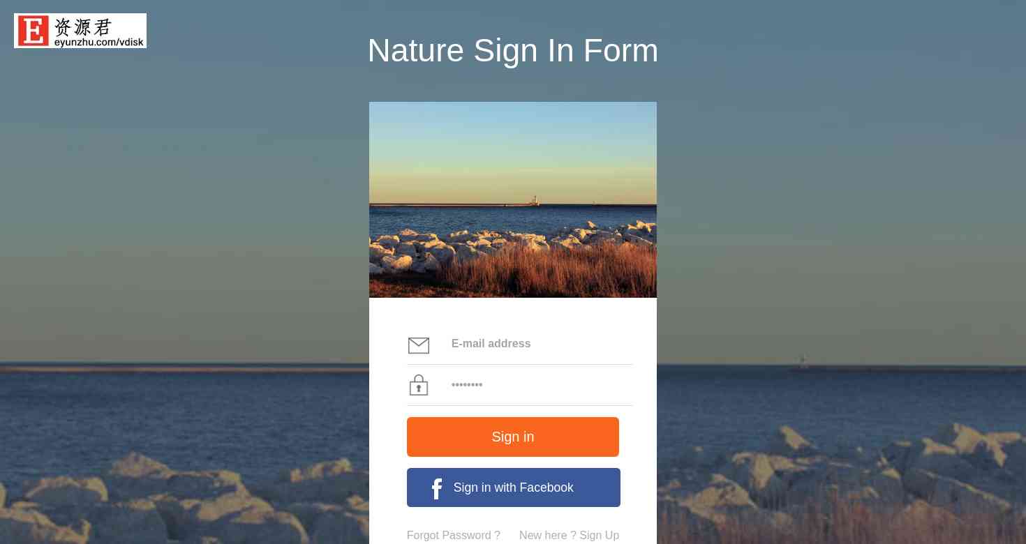 自然风景登录表单响应式网页模板