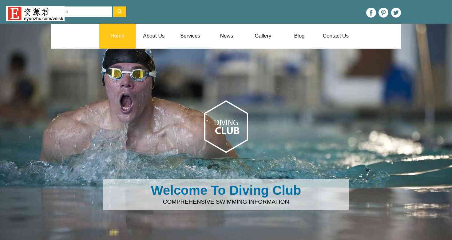 跳水游泳俱乐部响应式网页模板 Bootstrap3