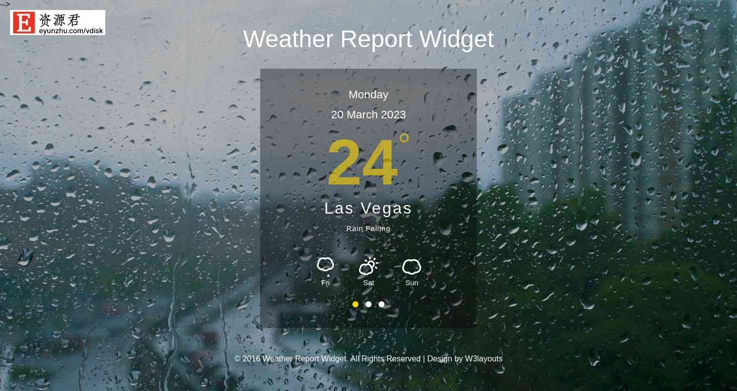 雨天天气预报组件响应式网页模板