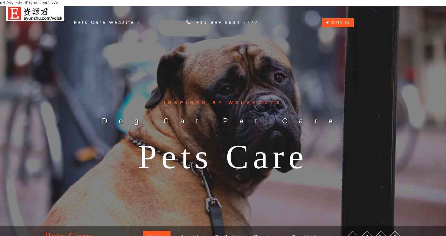 宠物护理服务响应式网站模板 Bootstrap3