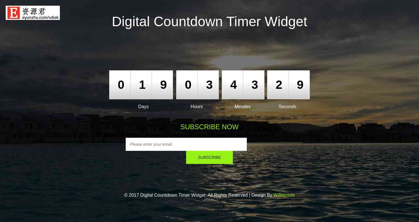 数字倒计时定时器控件网页模板