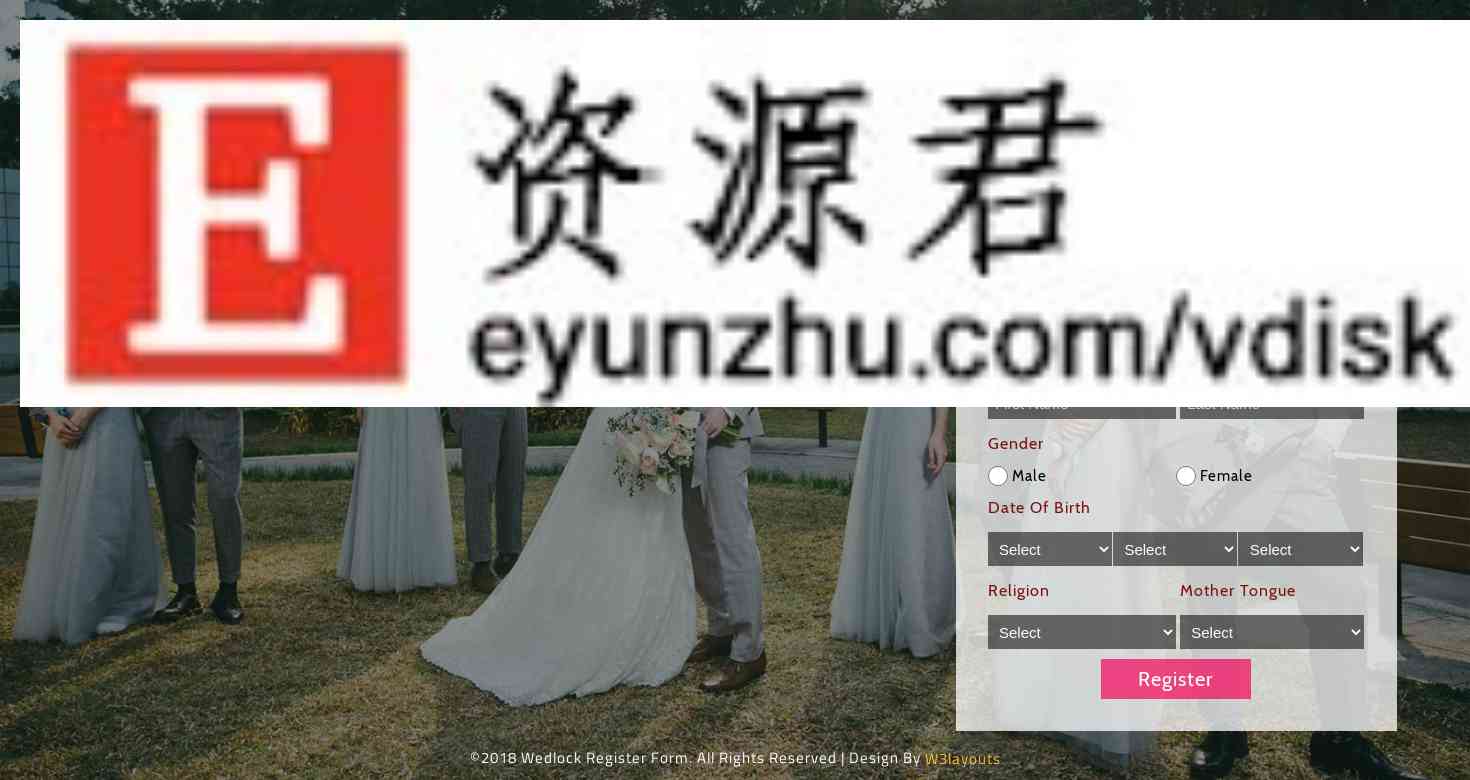 婚姻记录表单网页模板