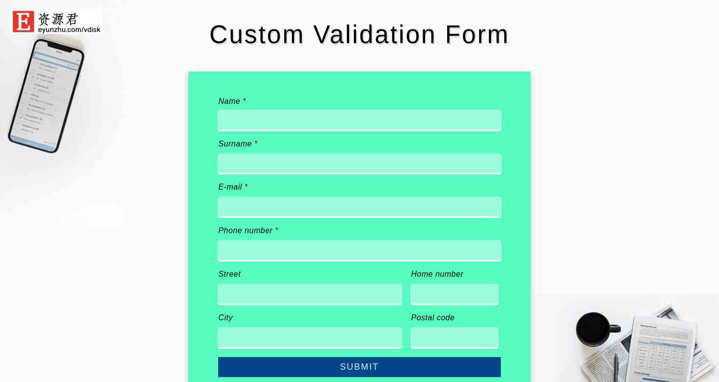 信息验证登记表单响应式网页模板 Bootstrap4