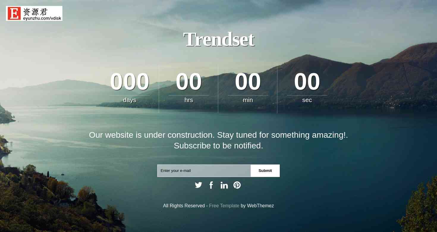 山湖倒计时响应式网页模板