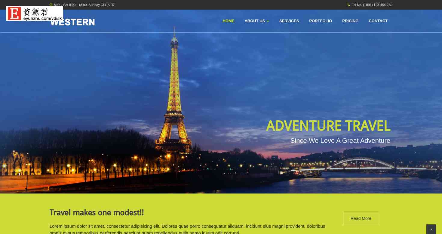 西部旅行社响应式网页模板 Bootstrap3