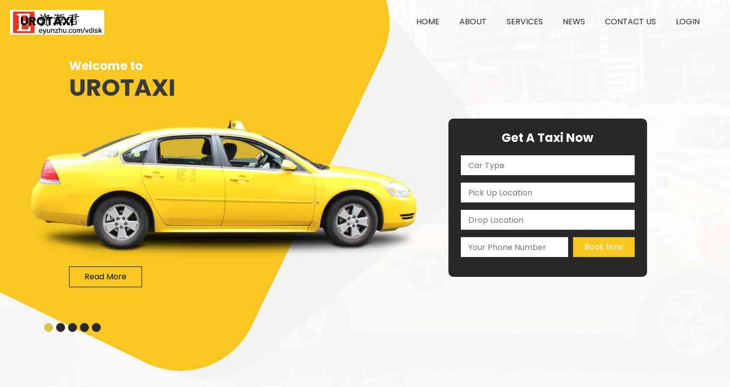 黄色的士TAXI在线服务响应式网页模板 Bootstrap4